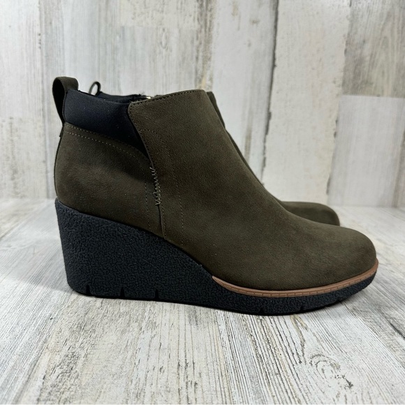 NEW Dr. Scholls Women's Berklie Green Black Wedge Ankle Boots #1369 - Picture 9 of 13
